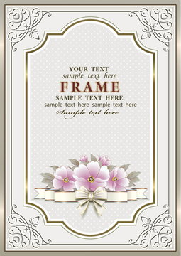 Wedding invitation card.Background with flowers in a decorative frame