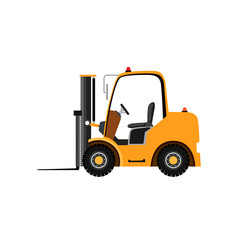 Naklejka premium Yellow forklift truck on white background