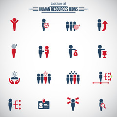 Human resources icons. Universal vector human resource icon set for web and mobile.
