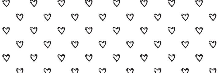 hand-drawn doodle pattern with hearts . banner template