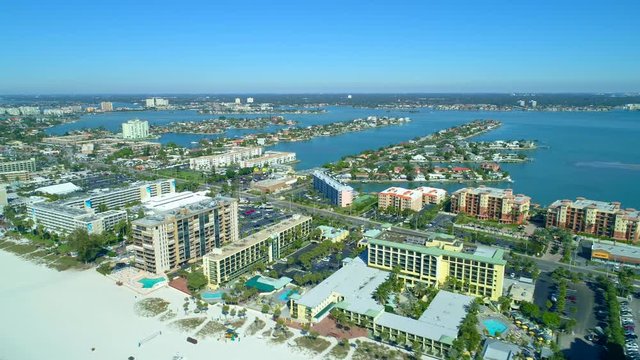 Aerial video St Pete Beach FL barrier islands