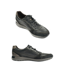 Casual black leather shoe isolated