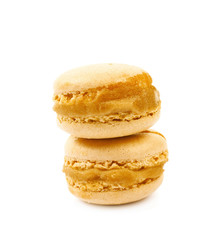 Two macaron cookies isolated