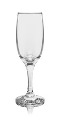 Empty champagne glass, isolated on white background