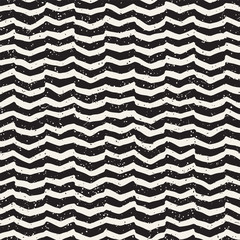 Hand drawn style seamless pattern. Abstract geometric tiling background in black and white. Vector doodle line lattice