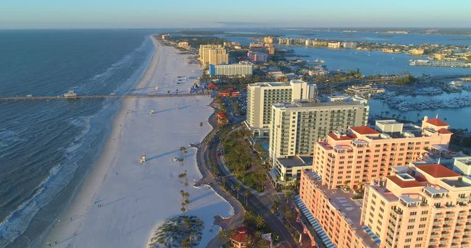 Drone over Clearwater Beach Florida Gulf of Mexico
