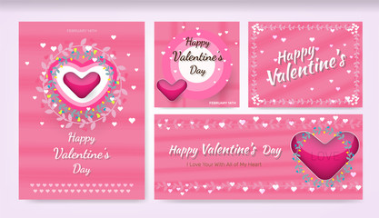 Fototapeta na wymiar Vector illustration of Valentine's day concept with hearts background for greeting card and other design