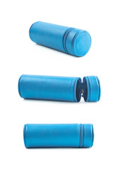 Cylindrical pencil case isolated