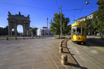 Milano, Tram, Arco della Pace, Lombardia, Italia, Italy