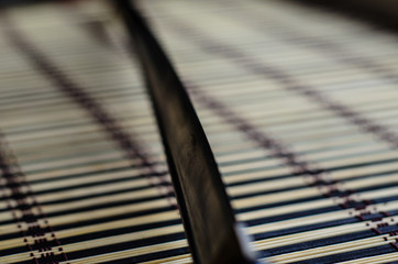 Japanese sword katana on bamboo mat. Selective focus
