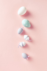 Easter Eggs on pastel pink background