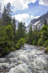 Obraz premium Yosemite Mist Trail River Tall Spring 2016