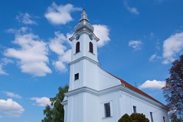 Fototapeta na wymiar White orthodox church in Slavonia, Croatia