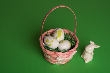easter nest with a porcelan bunny