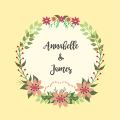 Floral frame card. Design for invitation, wedding, birthday or greeting cards. Colored vector illustration.