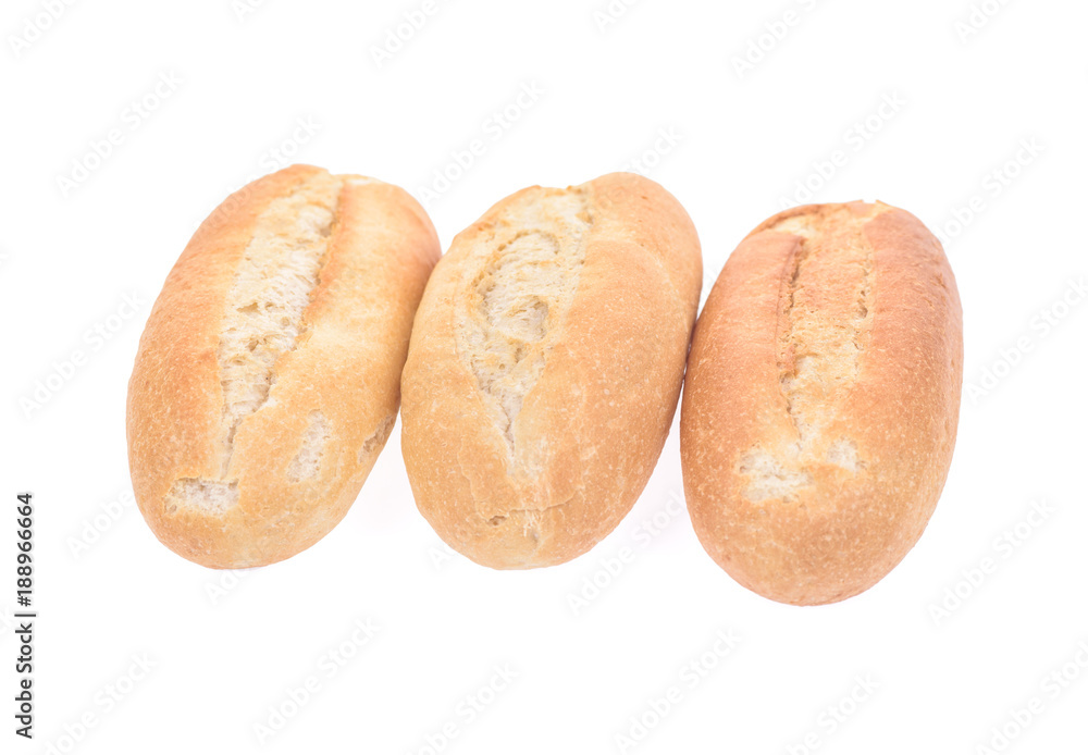 Wall mural bread buns isolated on white background