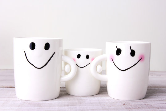 Family Concept White Mugs.Mother,father,baby.