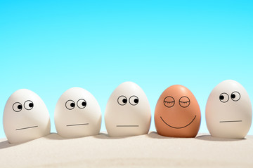 White eggs watching tanning brown