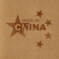 Made in China. Inscription and Chinese flag