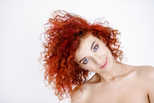 bright red curly hair