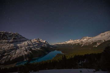 Stars over Peyto lake, Icefields parkway, Alberta, Canada