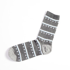 blue striped socks on white background