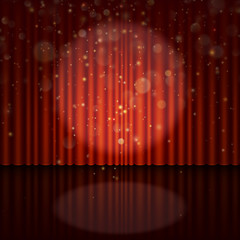 Stage with red curtain. EPS 10 vector