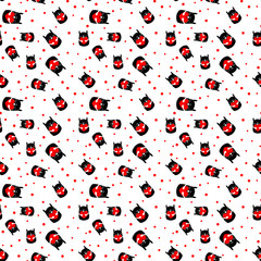 seamless pattern with cat with heart. vector.