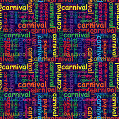Seamless repeating pattern with colored carnival inscriptions