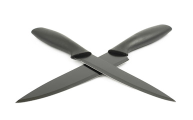 Black metal and plastic knives