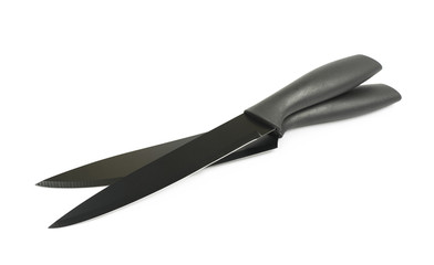 Black metal and plastic knives