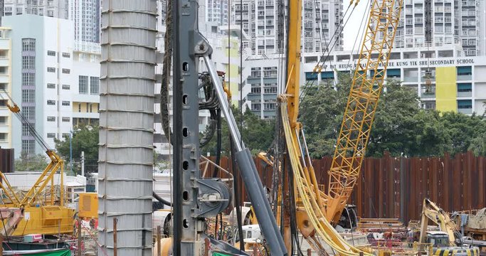 Tin Shui Wain, Hong Kong, 10 January 2018:- Construction site in Hong shooting by canon C200
