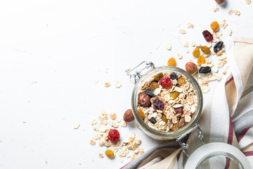 Oat flakes or Granola with nuts, dry fruit and berries