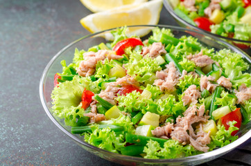 Fresh tuna salad, hight angle view