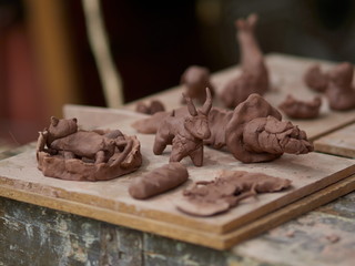 handmade craft - medieval clay figures