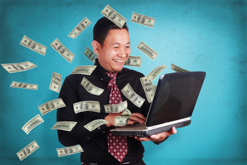 Businessman Typing on Laptop, Online Business Concept