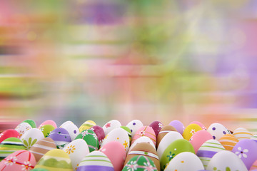 Fototapeta na wymiar Easter is a holiday in which one of the main symbols are eggs painted in different colors and are as colorful as possible. 