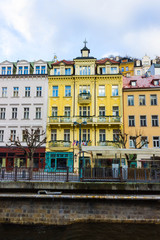 Fototapeta premium Building facades in Karlovy Vary, Czech Republic
