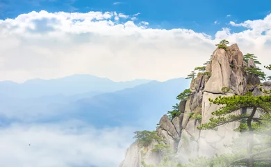 Papier Peint photo Monts Huang Landscape of Huangshan Mountain (Yellow Mountains). Located in Anhui province in eastern China.