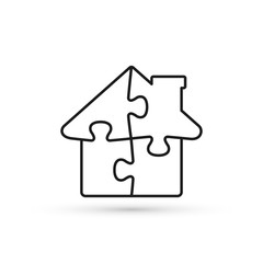 Fototapeta na wymiar House Puzzle Line Icon, Jigsaw Home Outline illustration. Vector flat design