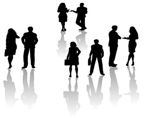 BUSINESS team set of vector silhouettes