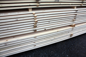 lumber wood at production at the factory