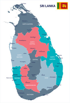 Sri Lanka - map and flag - Detailed Vector Illustration