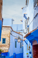 Obraz na płótnie Canvas Beautiful street of blue medina in city Chefchaouen, Morocco, Africa.
