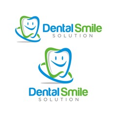 Dental logo, smile tooth logo design template vector