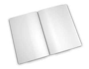 Opened blank magazine pages mock up isolated on white background.