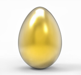 Golden egg on white background. Easter holiday concept. 3D illustration