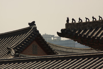 The roof style of Korea traditional building.