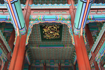 The traditional pattern of Korean palace ceiling.