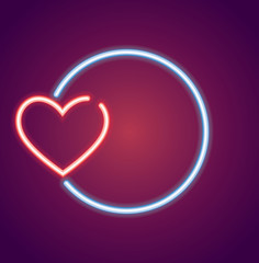 Neon valentines heart shape